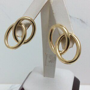 14k Yellow Real Gold Oval Double Hoop Hoops Polished Earring  5.00gr